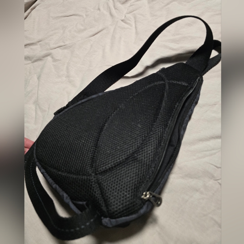 Sakroots Dark Gray Patterned Crossbody Sling Bag with Multicolor Tassel - Picture 5 of 7